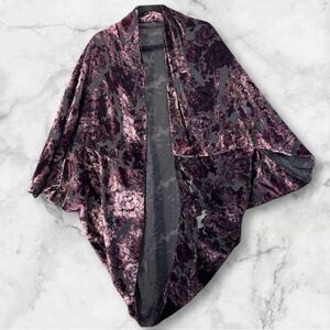 Women’s Lucky Brand OS Velvet shaw Kimono purple NWT